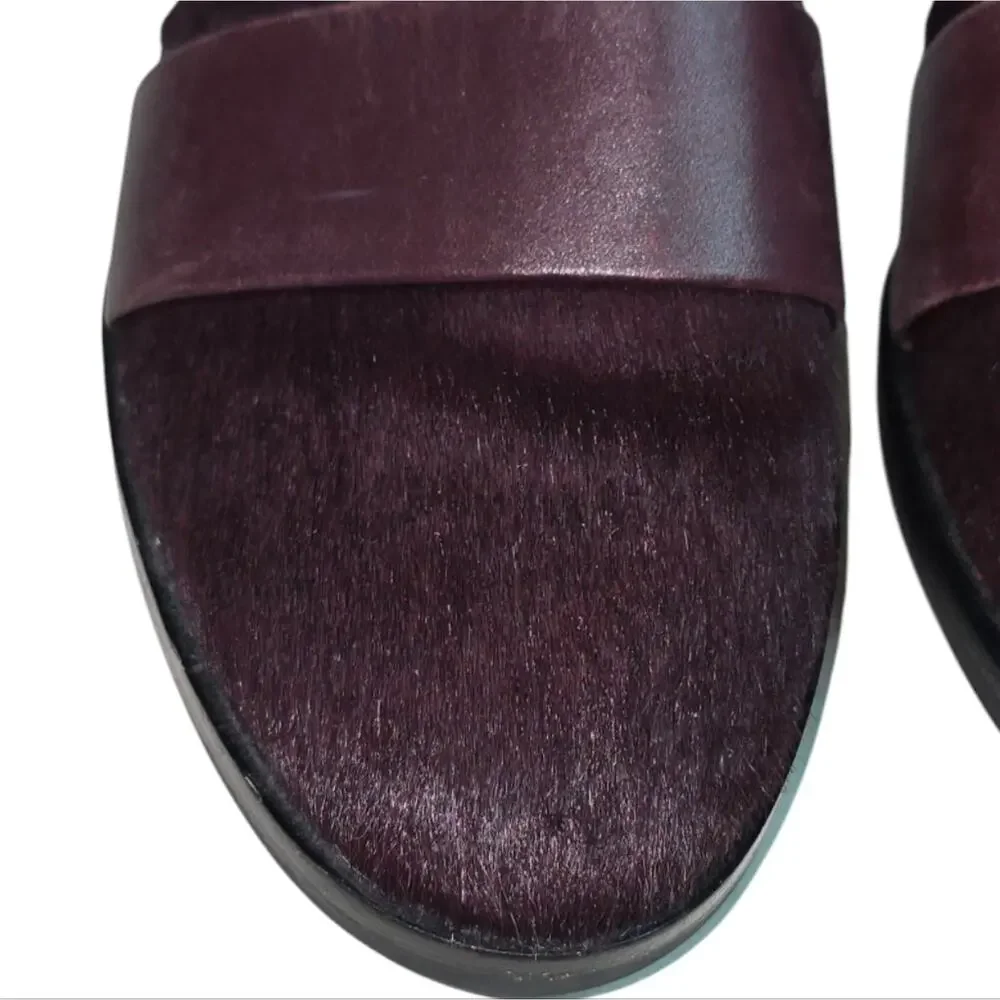 Vince Mason Burgundy Purple Casual Leather Calf Hair Flats Loafers Size 6.5